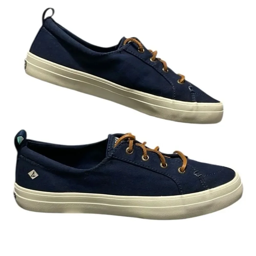 Sperry Women's Crest Vibe Core Navy Blue Fabric Sneaker Shoes Size 7.5 Nautical